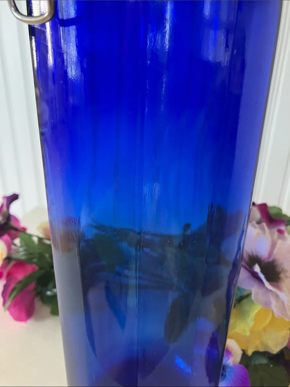 Cobalt Blue Cylinder Glass Jar With Wire Clamp Hinged Lid